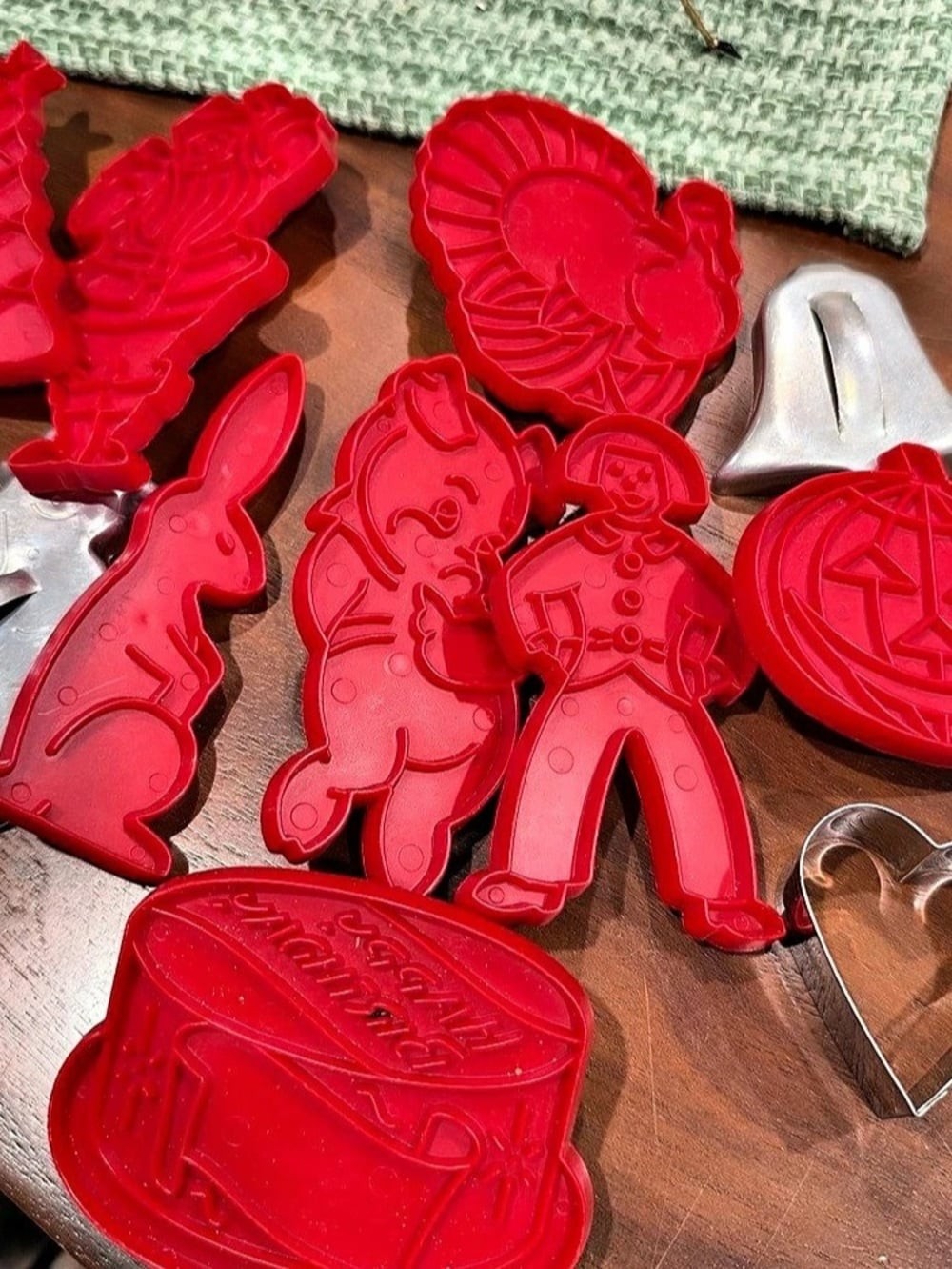 11 Vintage Tupperware Holiday Cookie Cutters Red & Silver
