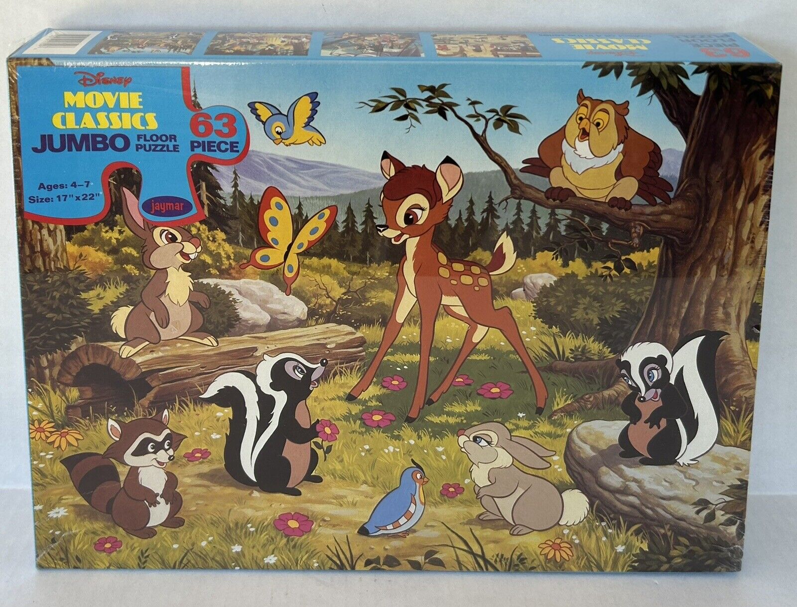 Vintage Disney Bambi Jumbo Floor Puzzle 63 Piece New Sealed 17” X 22”
