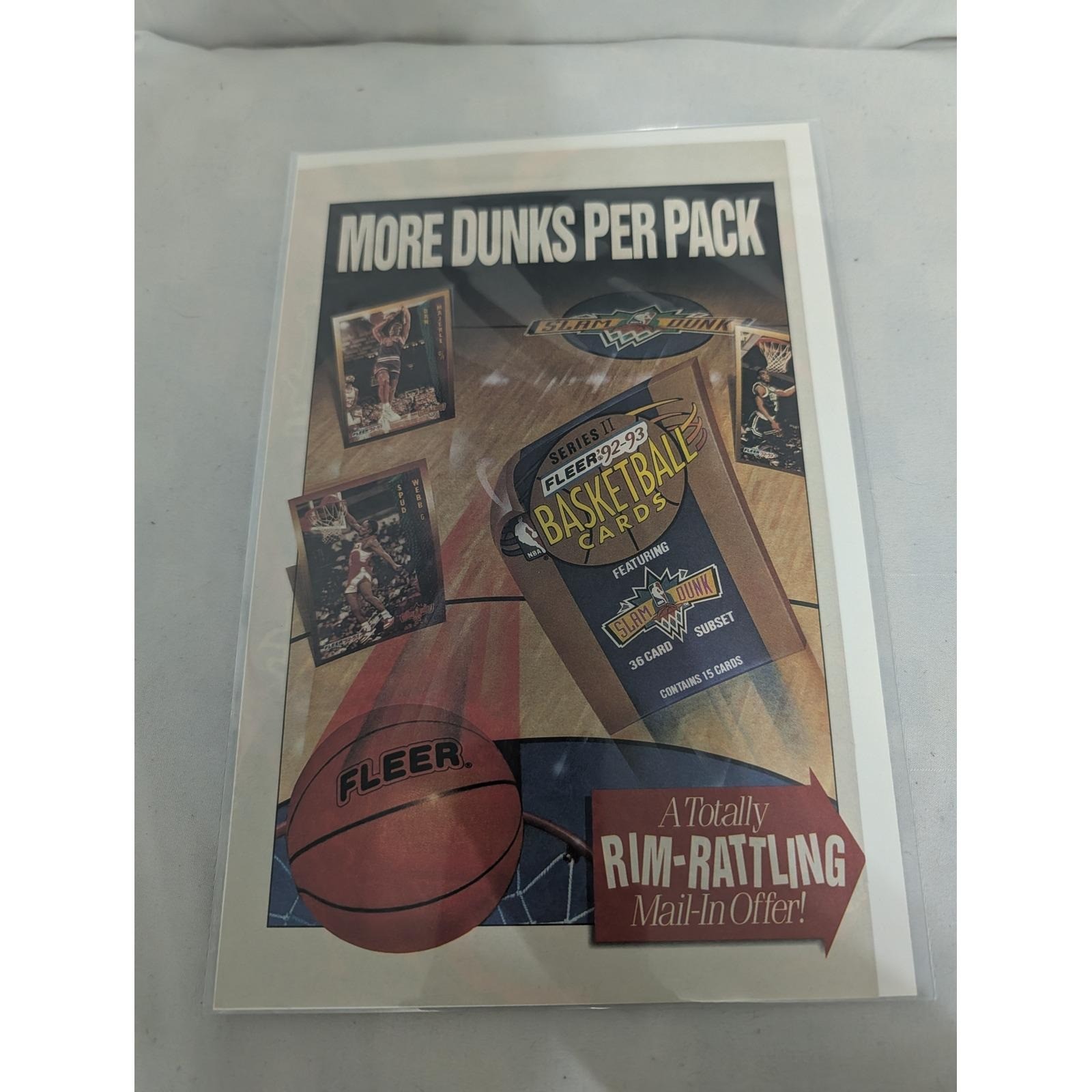 Vintage Printed Advert 1992-93 Fleer Basketball Cards Spud Webb Art 10.25x6.5