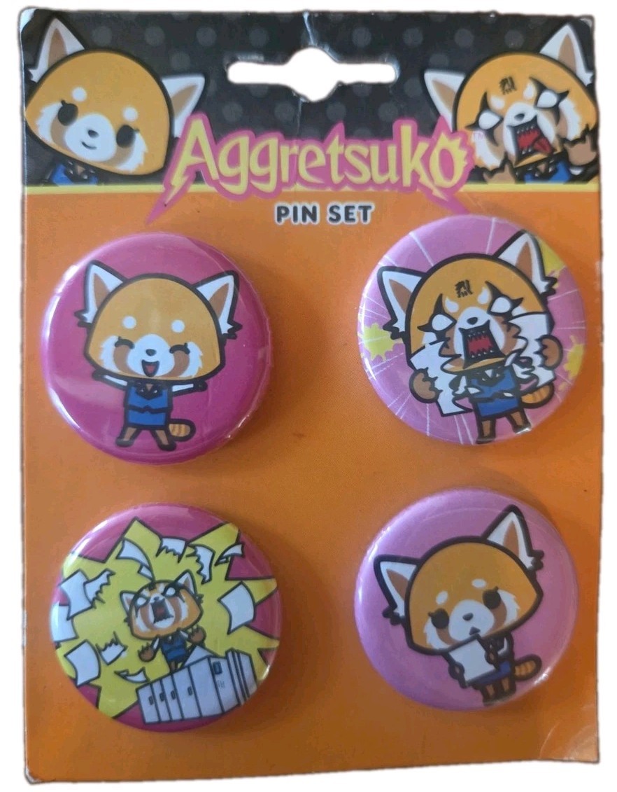 Sanrio Aggretsuko Enamel Pin 1-inch Set Of 4 Sanrio Aggretsuko Enamel Pin 1-inch Set Of 4