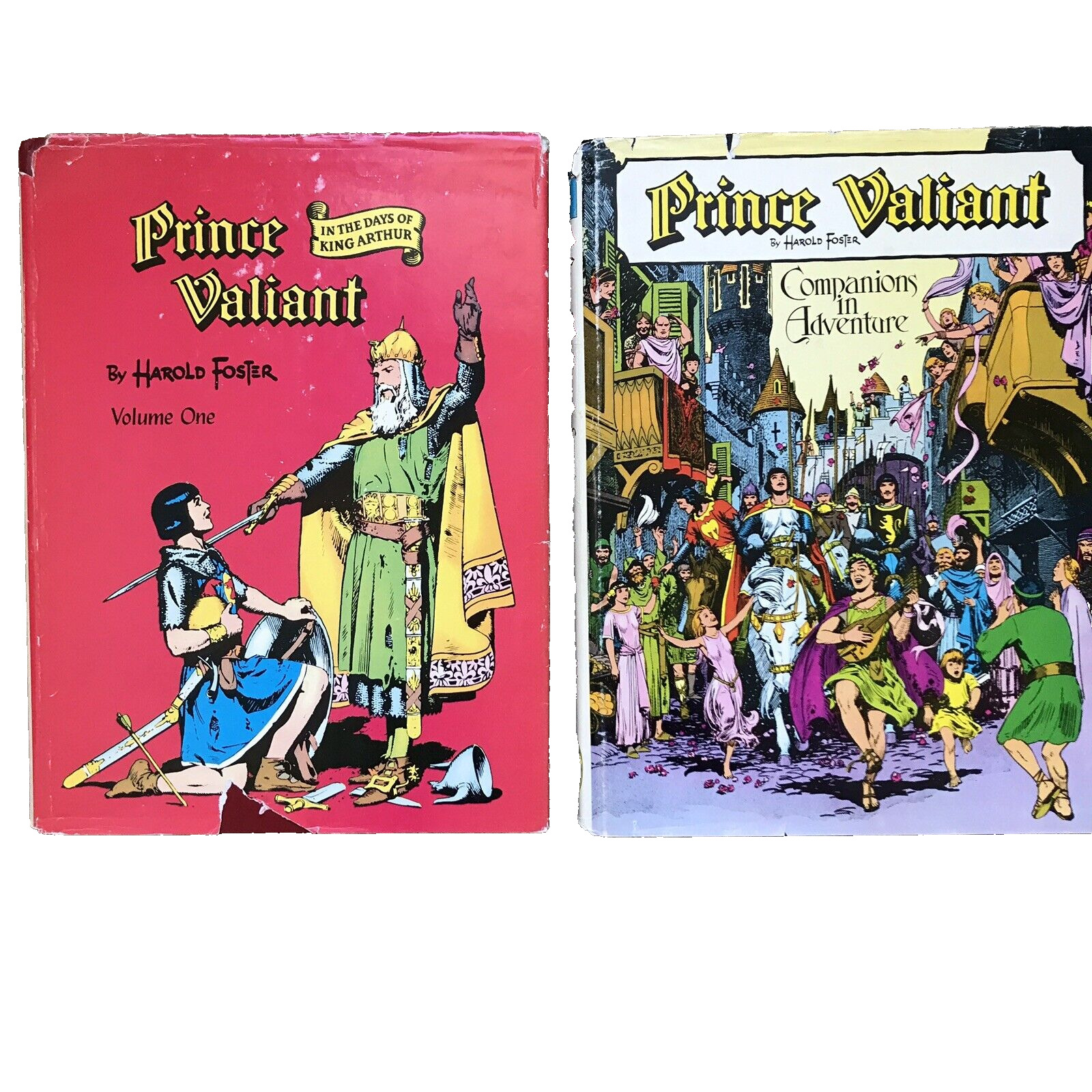 Vintage Prince Valiant Volume One  & Two Harold Foster Books Hardcover 1974
