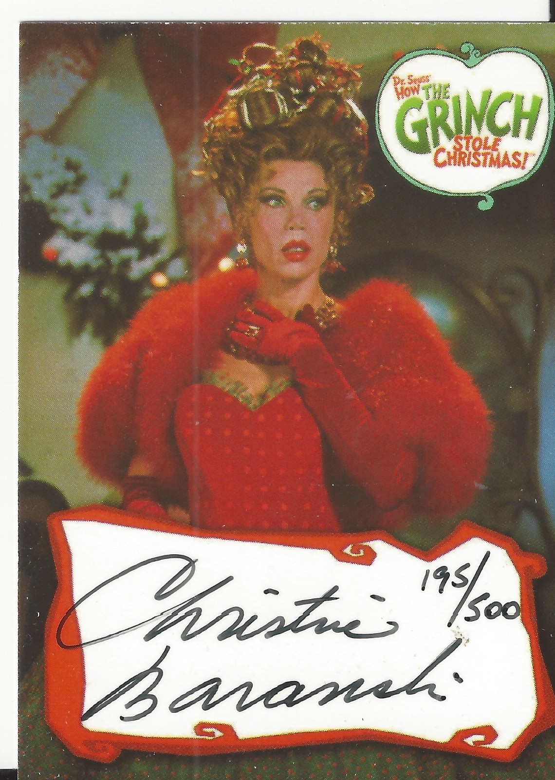 The Grinch Stole X-mas Christine Baranski Autograph Card BA1 #195 Signed Black