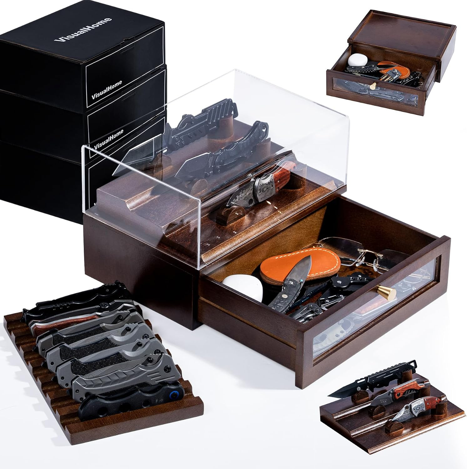 No.1 Premium Knife Display Case for up to 10 Knives Wooden Pocket Knife Organize No.1 Premium Knife Display Case for up to 10 Knives Wooden Pocket Knife Organize