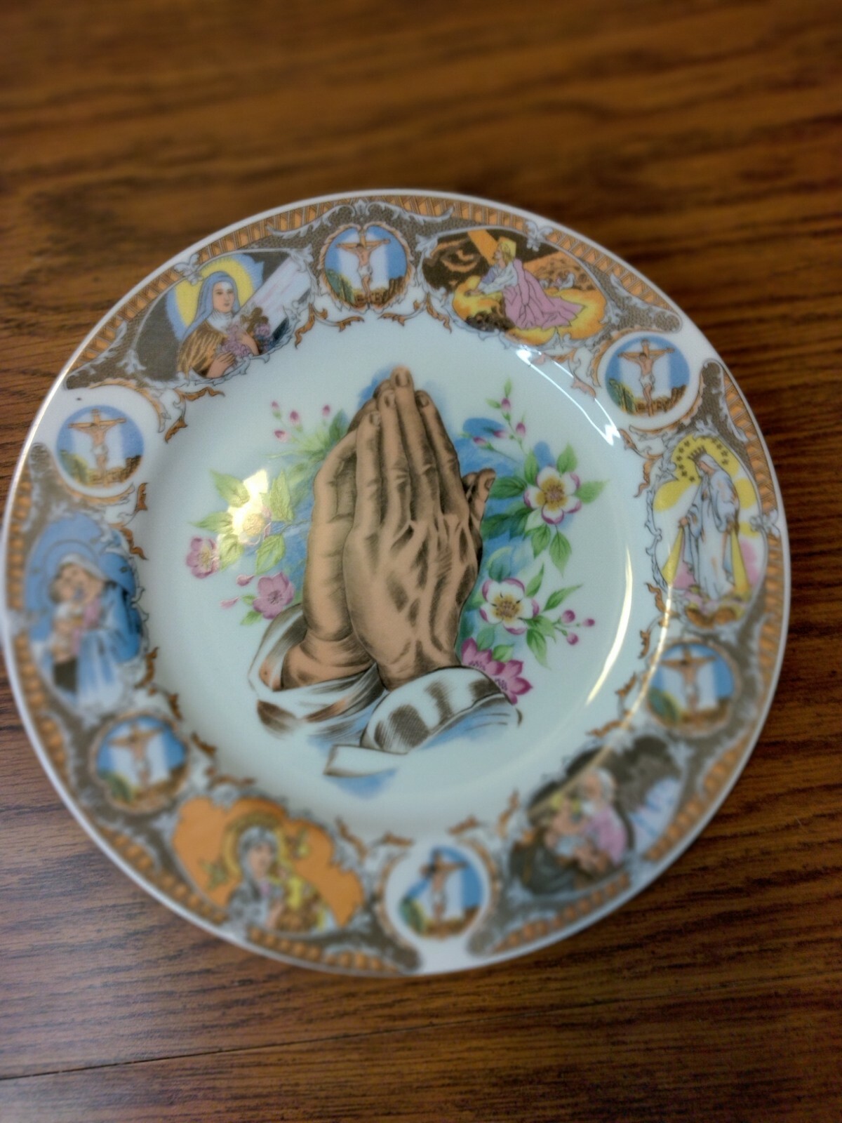 Praying Hands Religous Collector\'s Plate Catholic, Mary Jesus porcelain 10\