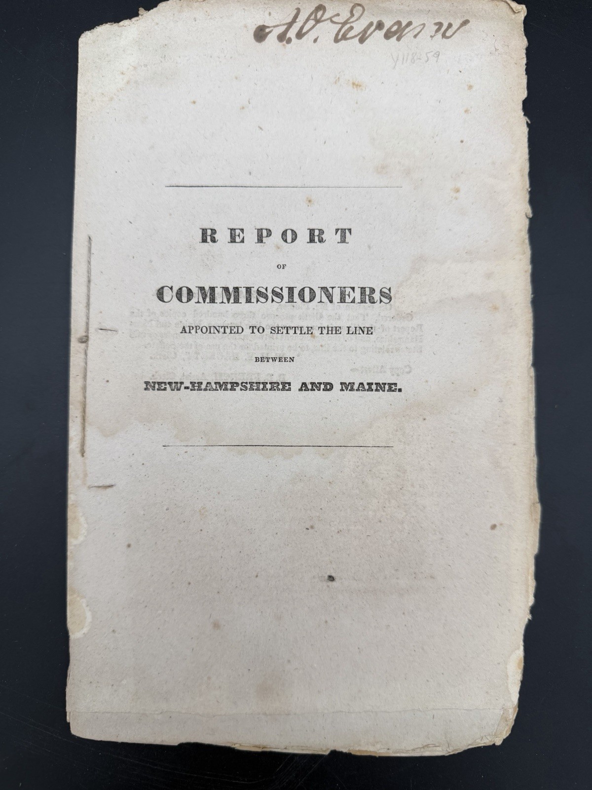 1828 Report of Commissioners: New Hampshire & Maine Boundary Survey - Uncut RARE