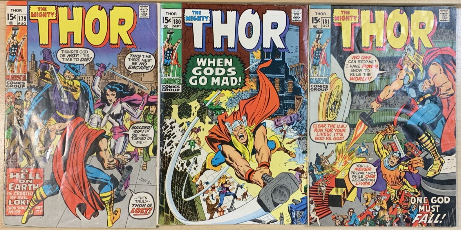 THOR 179 180 181  All featuring NEAL ADAMS Art   LOKI  MEPHISTO VG- (3.5) Avg