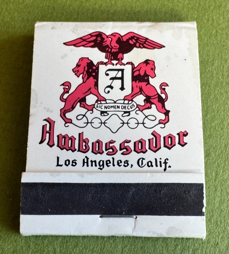 Vintage Ambassador Hotel, Los Angeles, CA, Matchbook,  Unstruck, Front-Strike