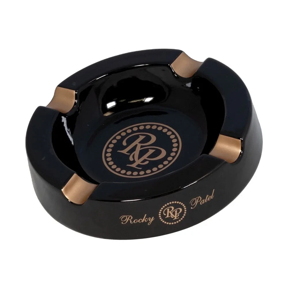 Rocky Patel Round Ceramic Cigar Ashtray - Black