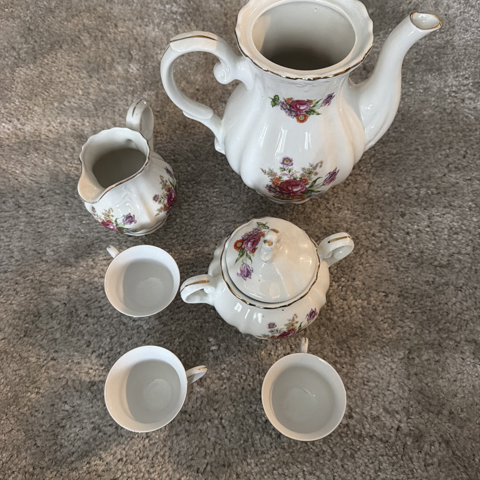 Vtg Made in Occupied Japan SGK Teapot: Roses Floral Art Deco Beautiful  SET