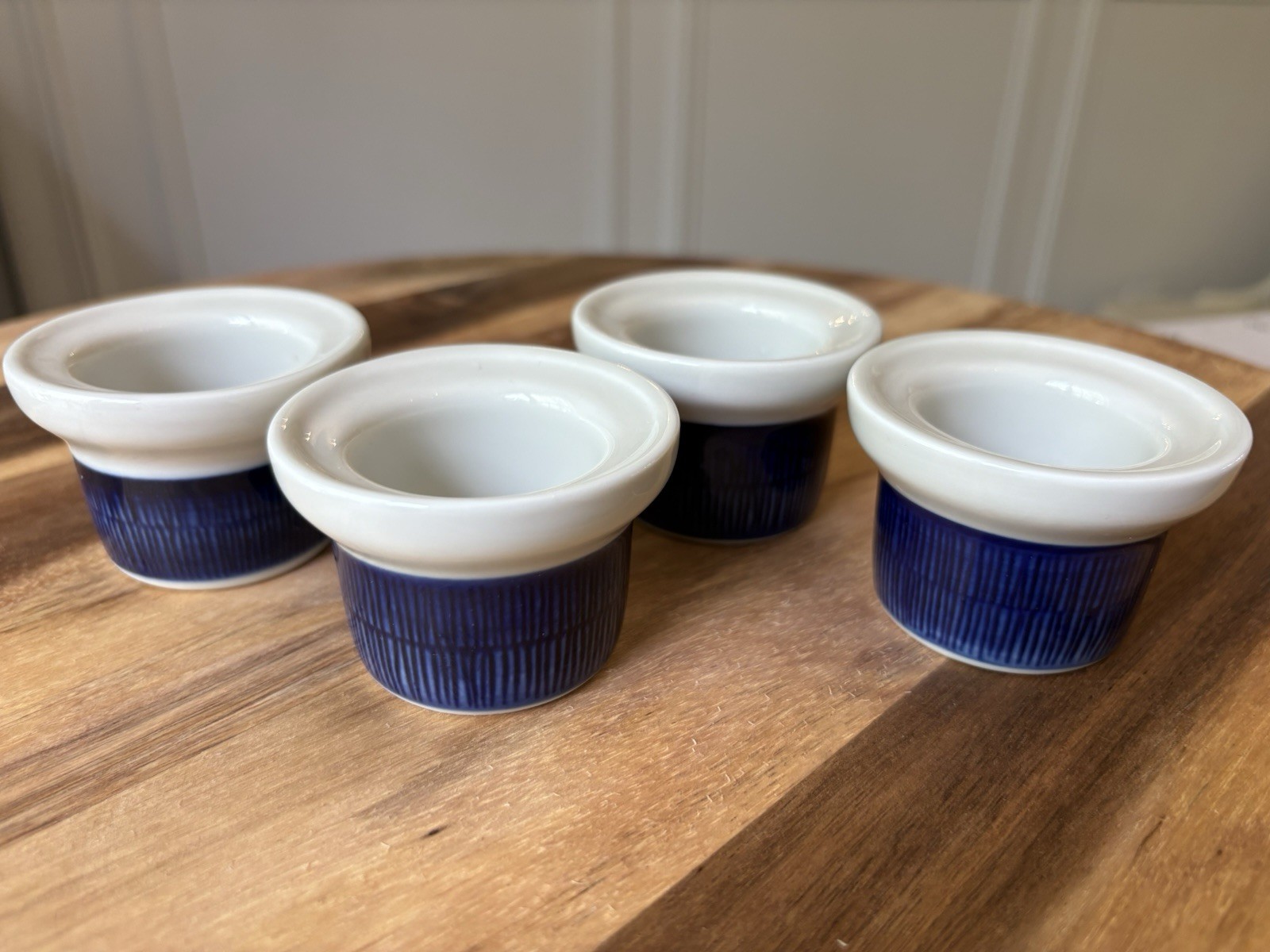 Vintage Rörstrand Koka Blue Egg Cups – Set of 4, 1950s Swedish Design