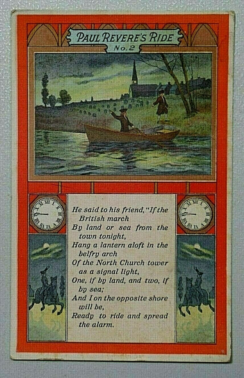 PAUL REVERE\'S RIDE No. 2 Patriotic Americana DB Postcard Unposted 8887