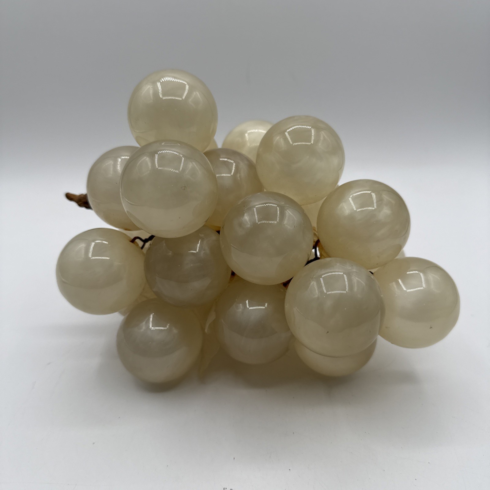 Vintage MCM Large Lucite Cluster Grapes Irridescent White Pearl