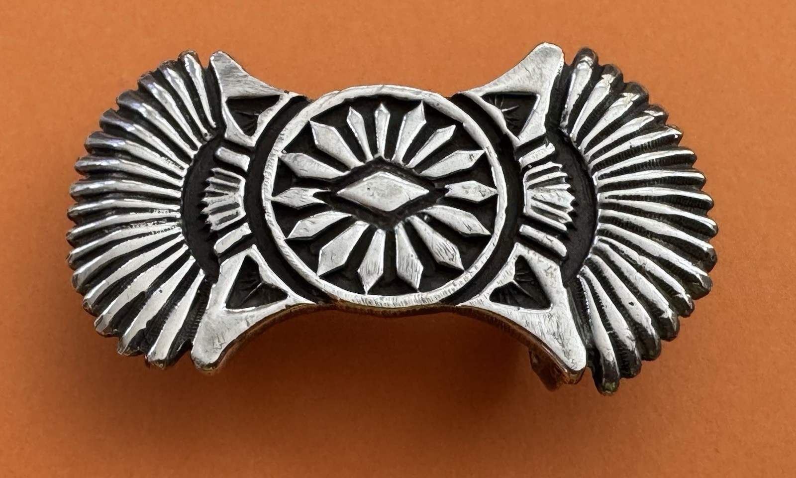 Vintage Native American Unbranded Sterling Silver Handmade Mid Size Belt Buckle