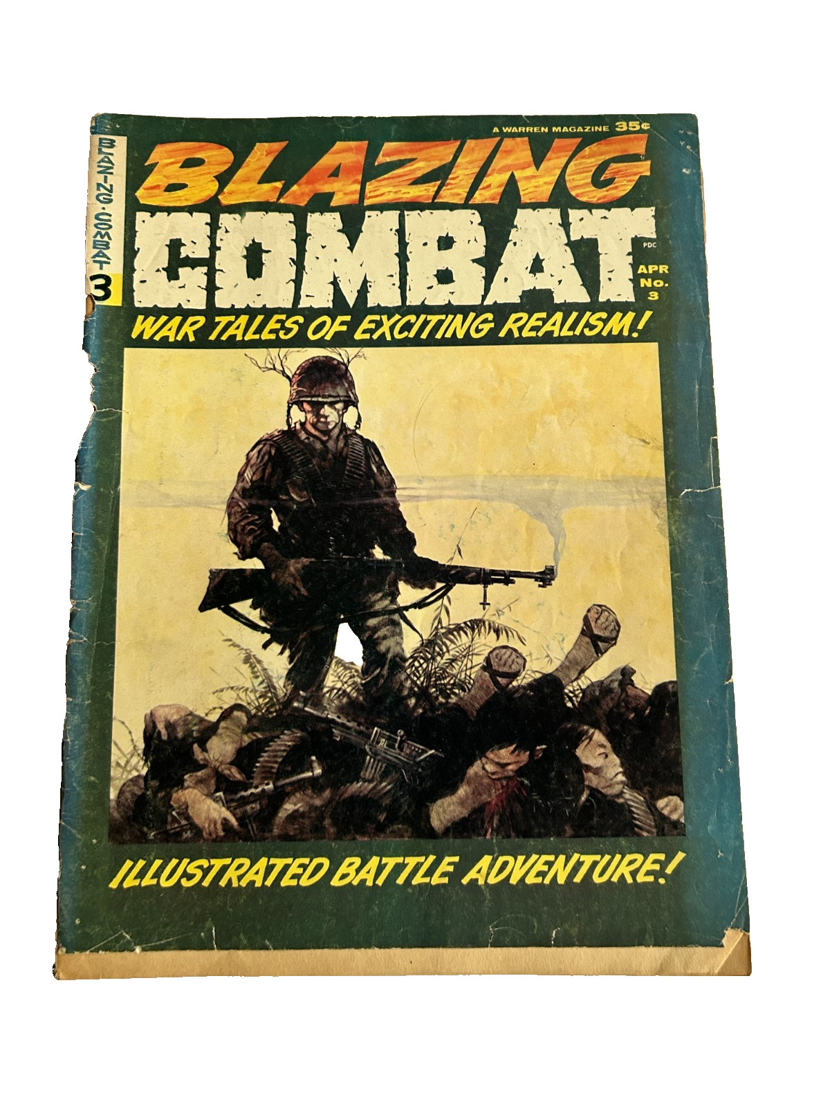 BLAZING COMBAT #3 - WARREN MAG 1966 -  FRANK FRAZETTA COVER - VG- LOOSE COVER