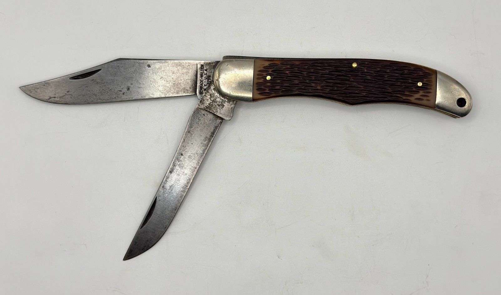 Schrade Walden 225H Folding Hunter Knife Vintage Carbon Steel Delrin Handles