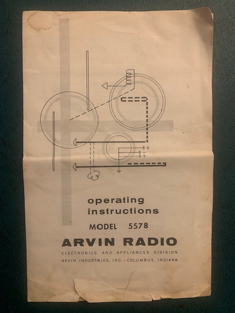 ARVIN MODEL 5578 Clock Radio Operating Instruction Manual & Schematics Original