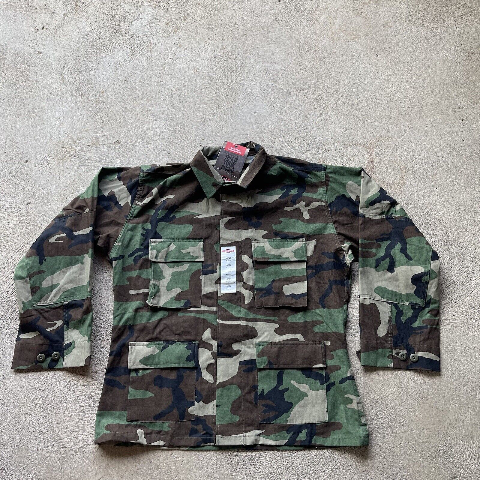 Military Shirt Large Regular Woodland Camo Blouse Combat Tactical Jacket BDU