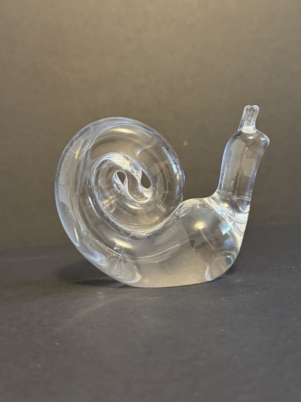 Vintage 1970s Signed Steuben Clear Crystal Snail “Hand Cooler” Collection 
