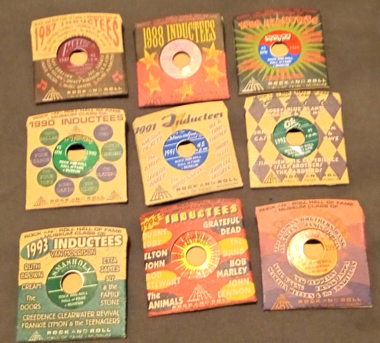 1987-1995 Rock and Roll Hall of Fame commemorative record pins set of 9 NEW