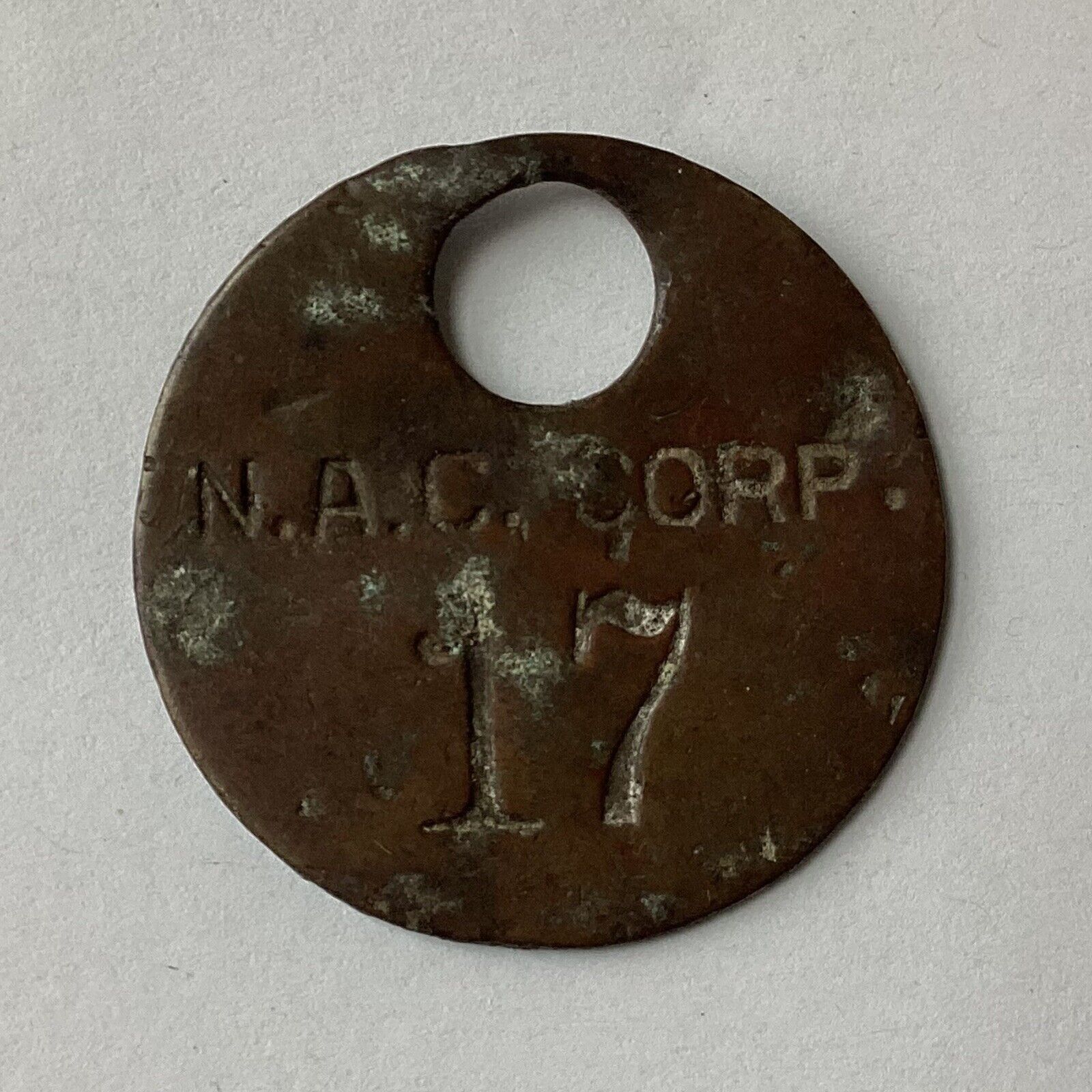Antique N.A.C. (National Armaments Consortium) Corp 17 Metal Tag