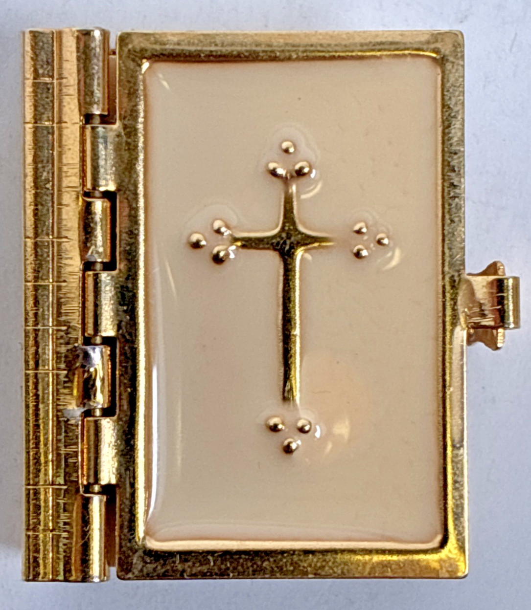 Vintage Miniature The Holy Bible Gold White Enamel Cover Dollhouse Actual Print Vintage Miniature The Holy Bible Gold White Enamel Cover Dollhouse Actual Print