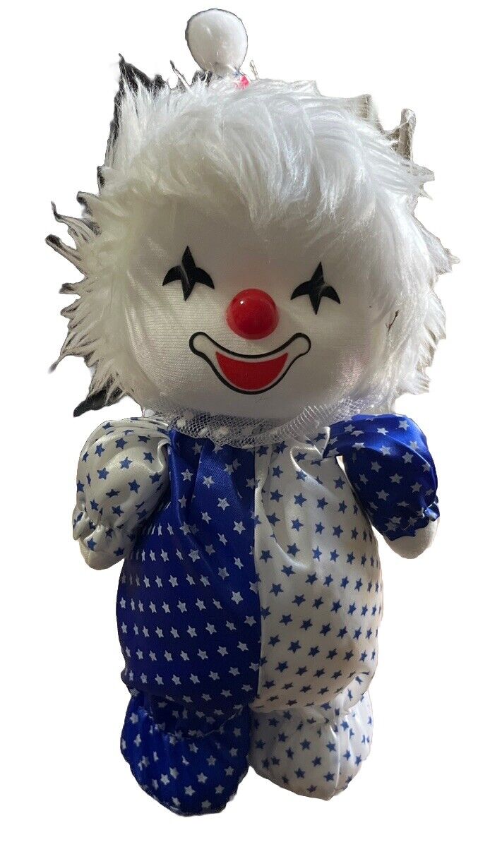 Vntg Poter Standing Clown Doll Musical WORKS Moves Head Wind Up 11”