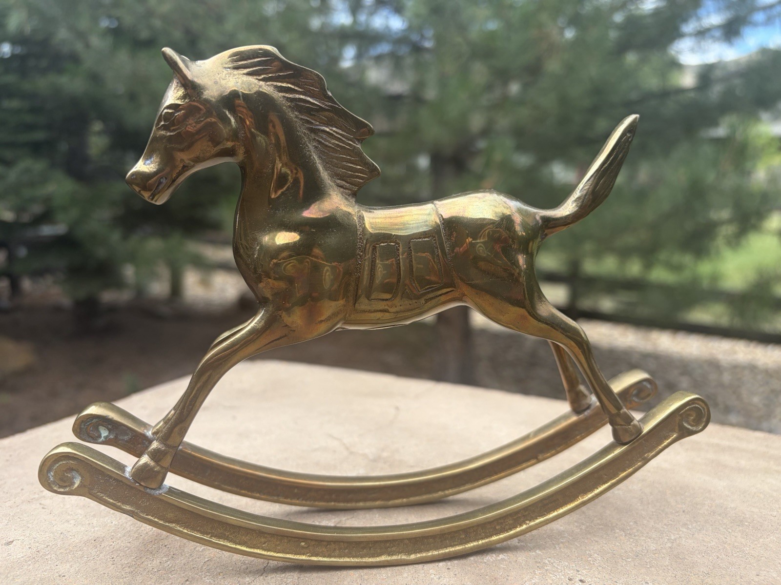Vintage Pier 1 Tabletop Brass Rocking Horse
