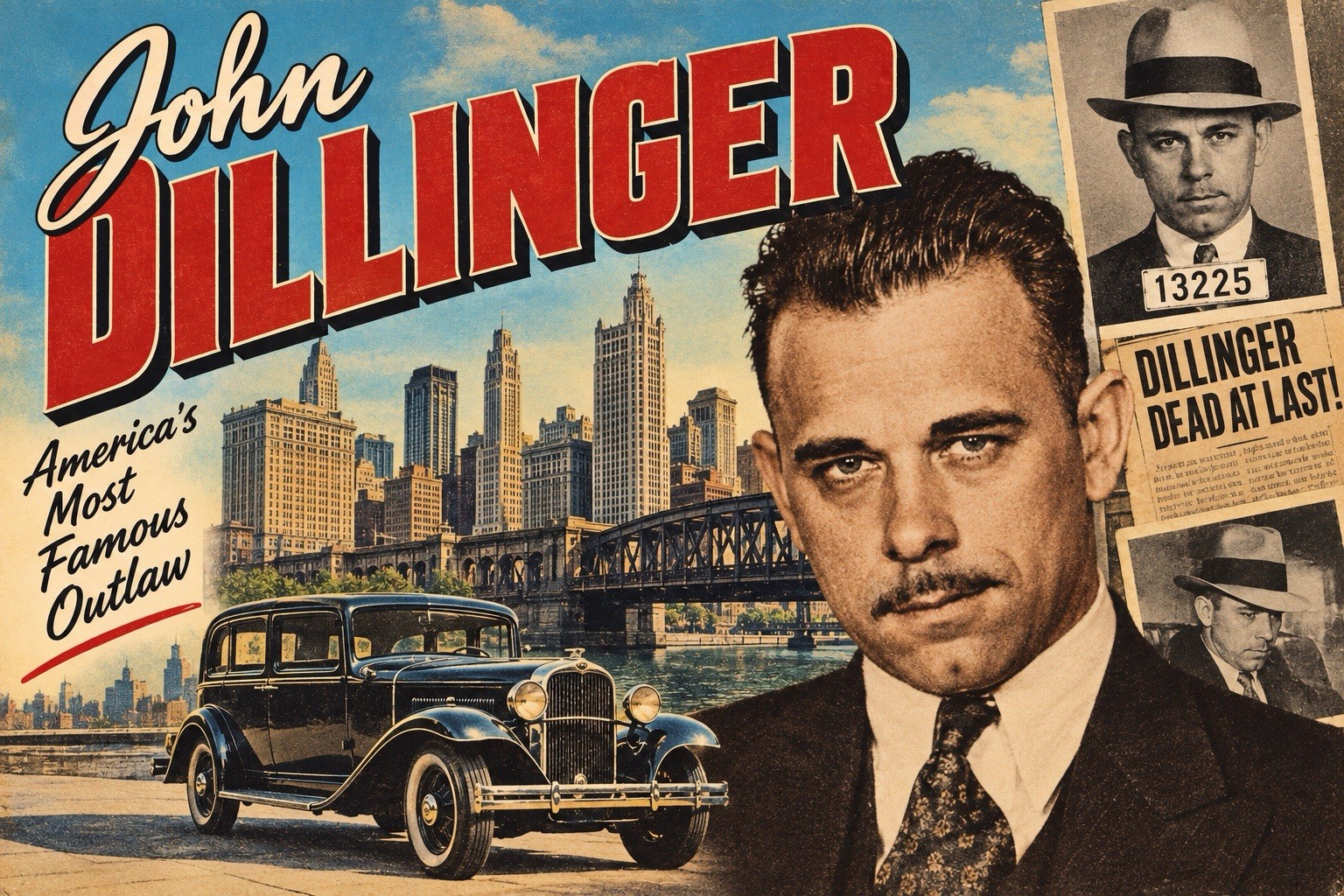 John Dillinger True Crime MODERN 4x6 Postcard Criminal Bank Robber E284