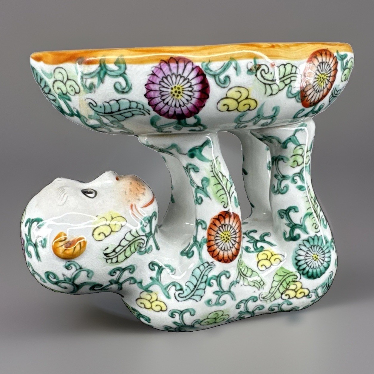 ✨Chinoiserie Oriental Monkey Holding Bowl Soap Dish Hand Painted Ceramic READ✨ ✨Chinoiserie Oriental Monkey Holding Bowl Soap Dish Hand Painted Ceramic READ✨
