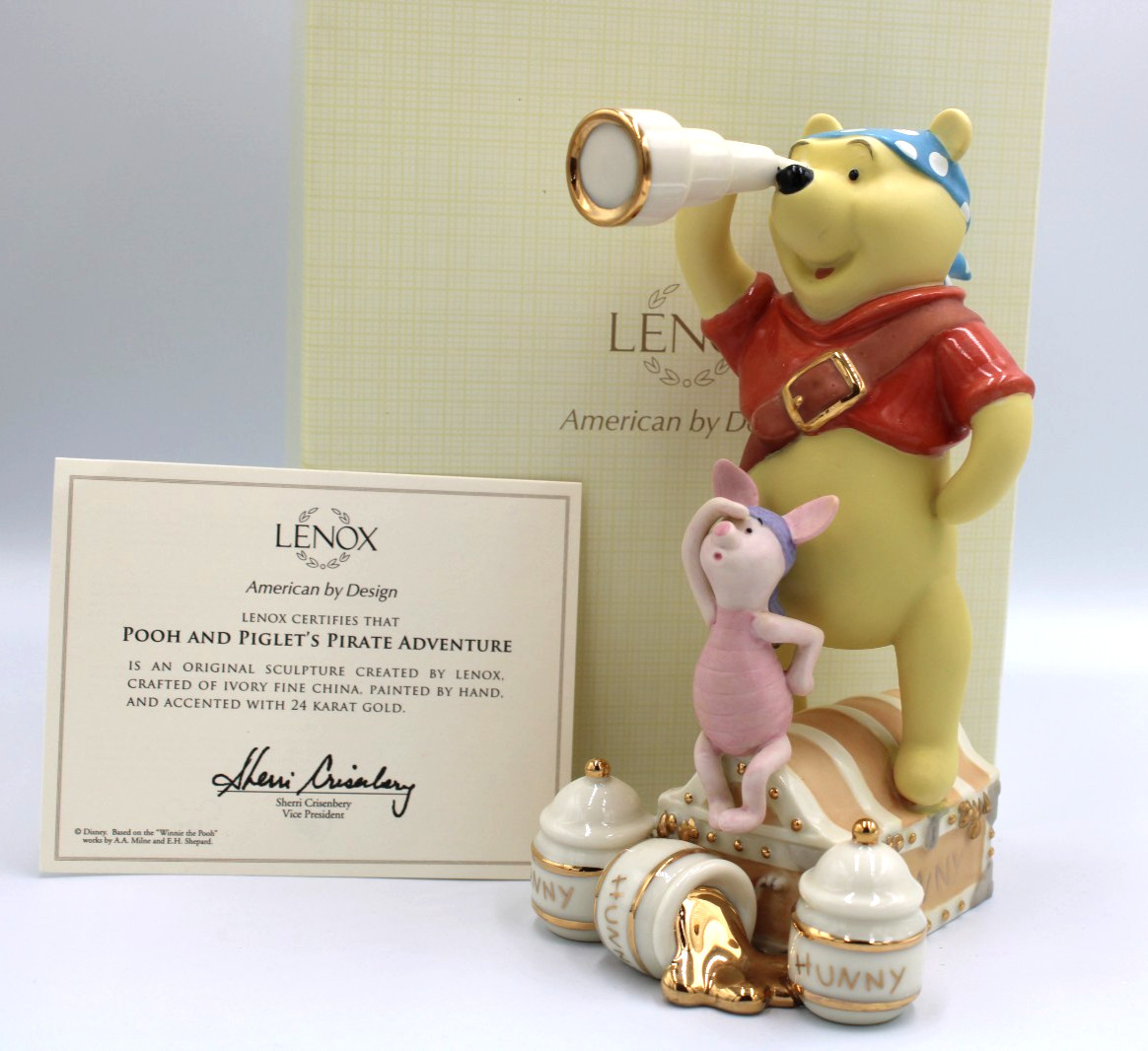 Lenox Disney Pooh and Piglet's Pirate Adventure NEW COA READ DESCRIPTION