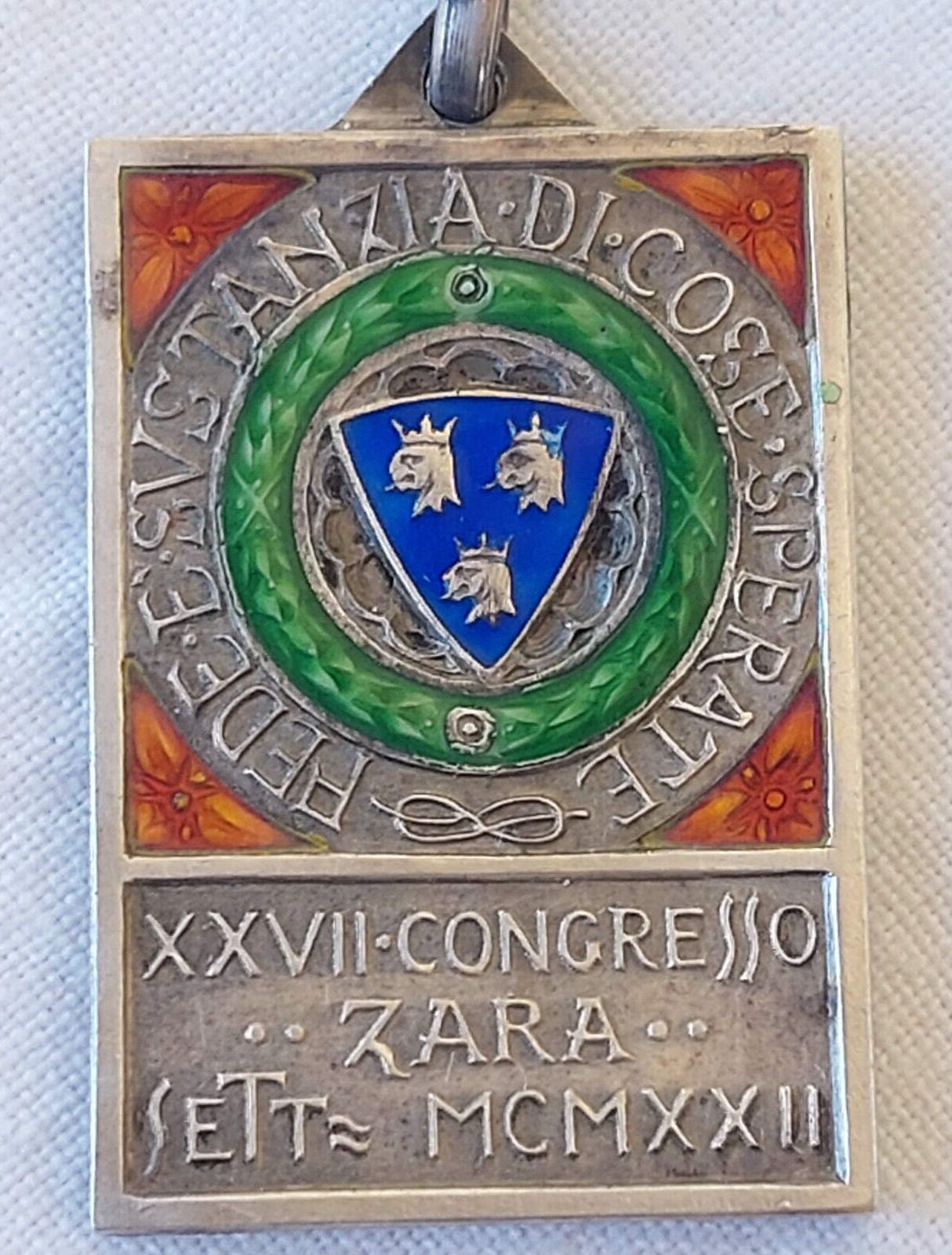 DISTINTIVO XXVII CONGRESO ZARA ASSOCIAZIONE DANTE ALIGHIERI 1922