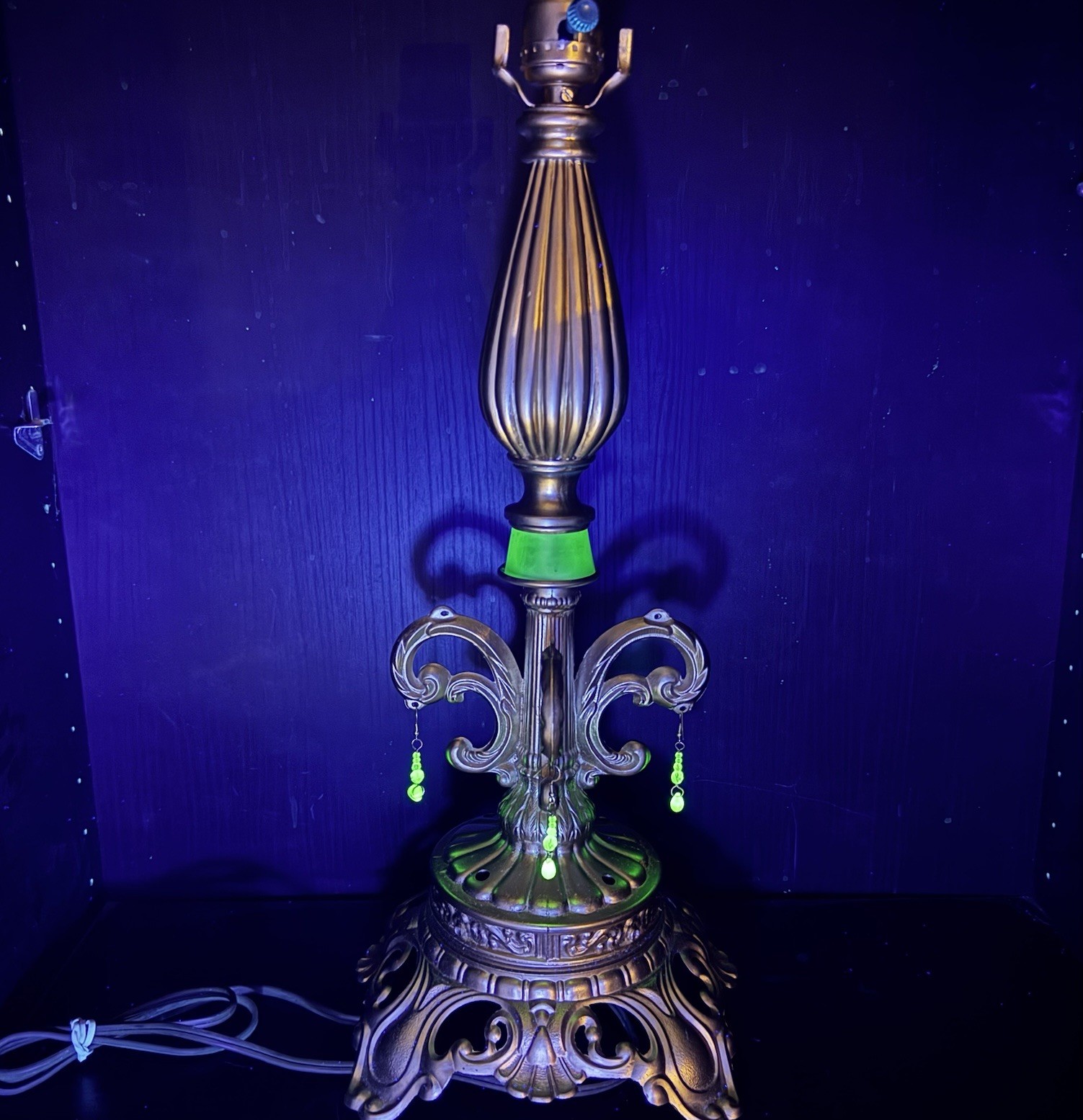 Uranium Glass Lamp Art Deco Style Vintage Antique Custom Build