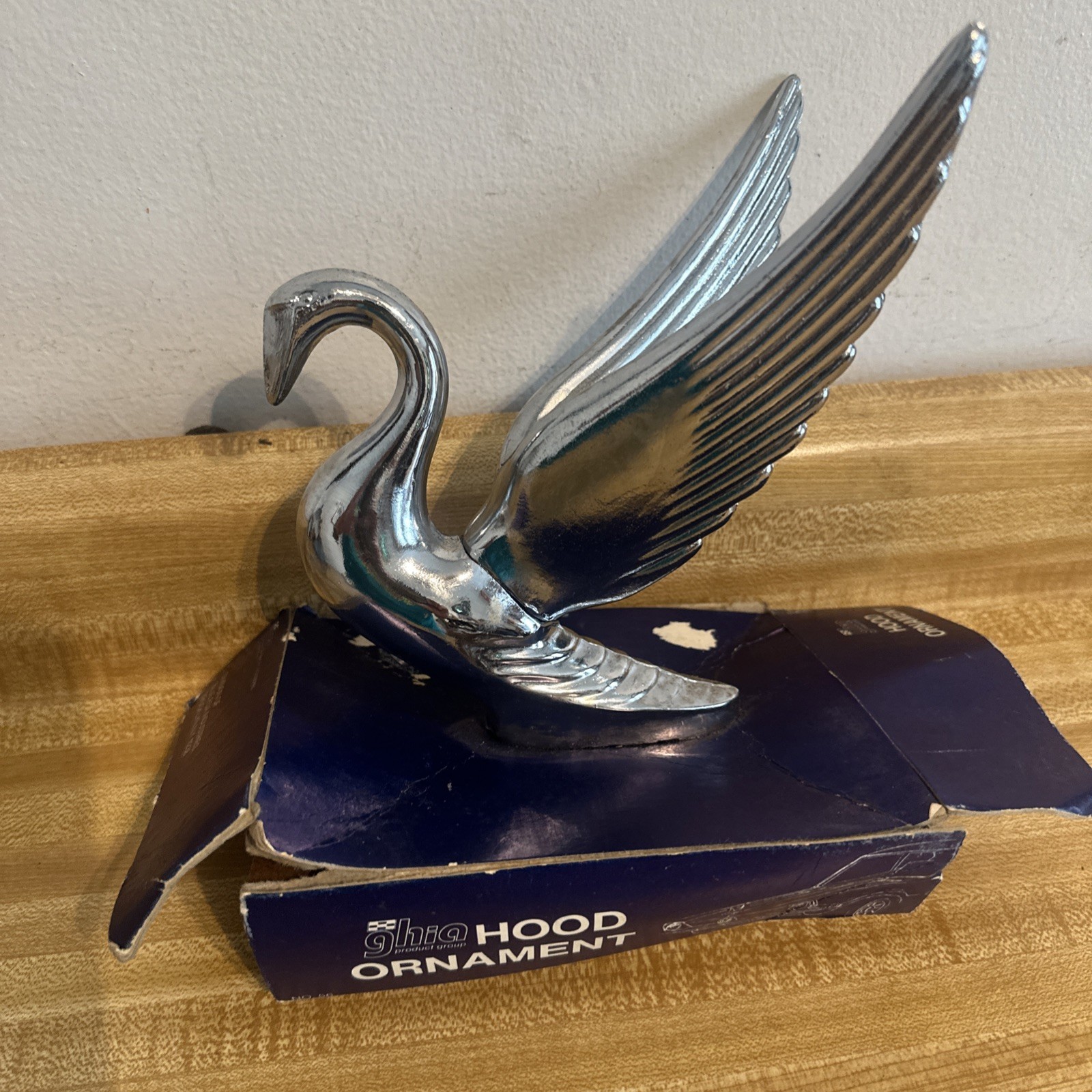Vintage NOS GHIA Packard Swan Hood Ornament Chrome Bird Metal New Old Stock Vintage NOS GHIA Packard Swan Hood Ornament Chrome Bird Metal New Old Stock