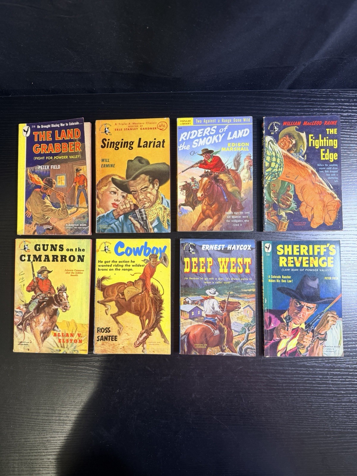 Vintage Western Paperback Book Lot 8 Bantam Pocket Cowboy Pulp Novels 1950s