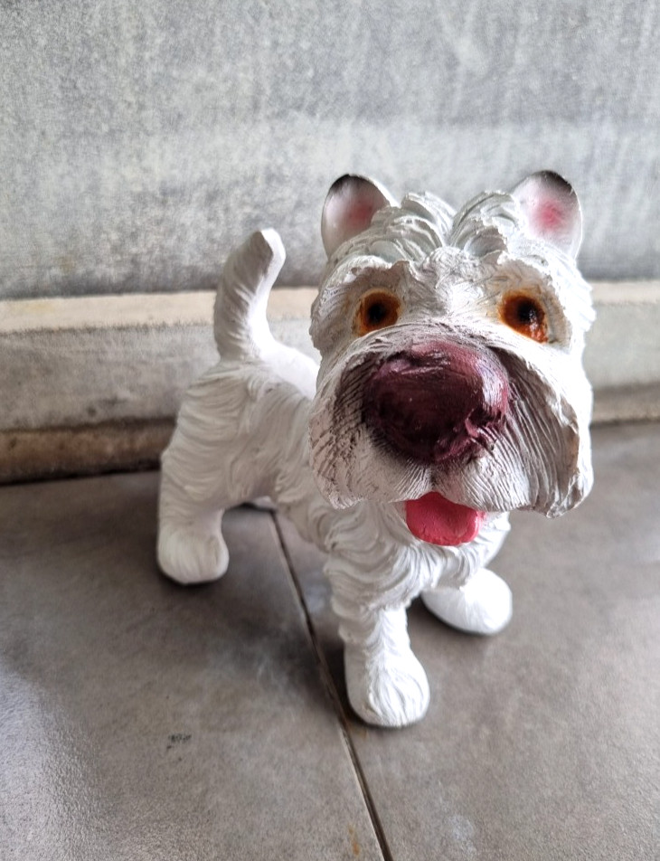 West Highland White Terrier Dog Figurine Puppy Smile Red Tongue Home Decor H 5\