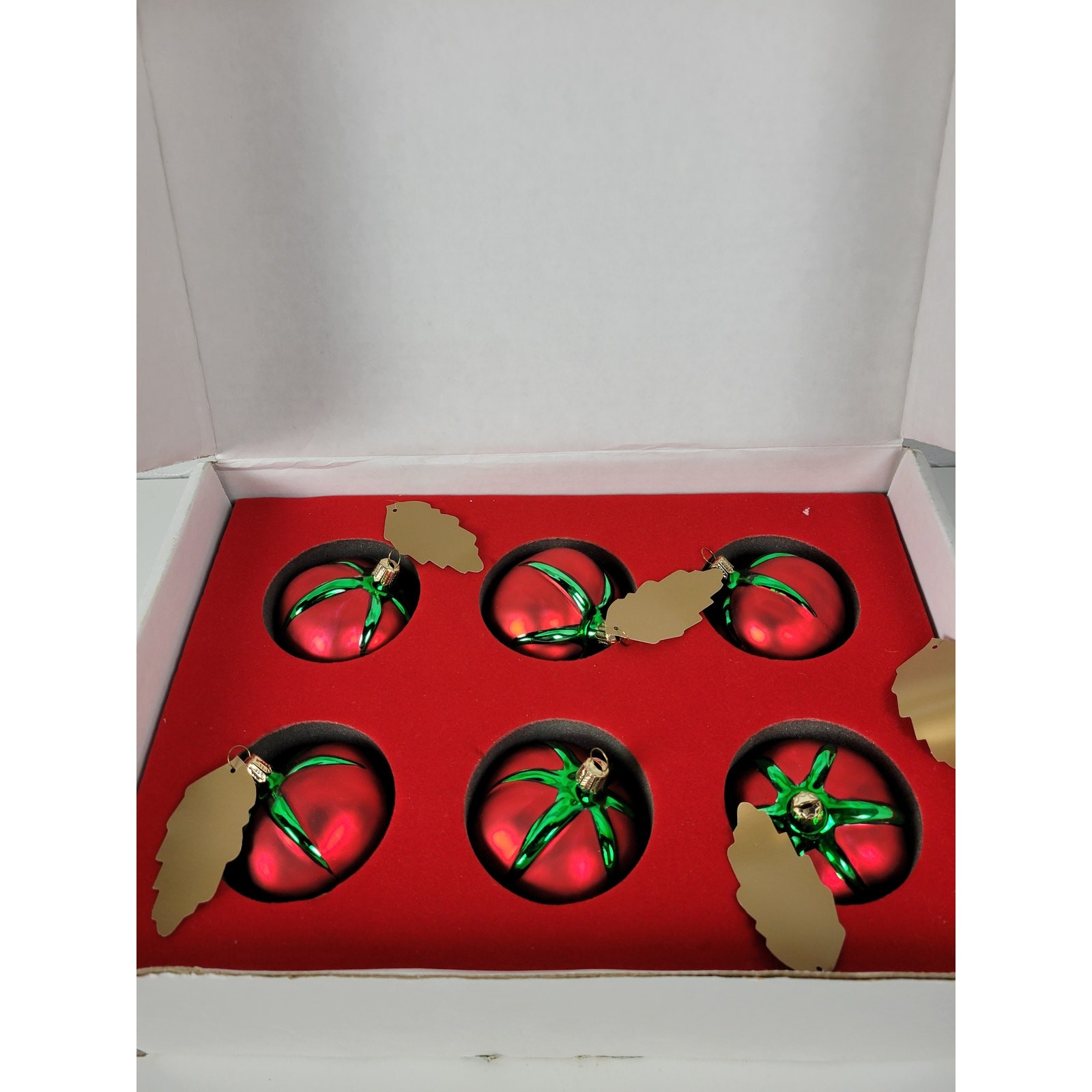 Vintage Buon Natale Cortopassi Family 6-Pc Blown Glass Tomato Ornament 2003 NEW