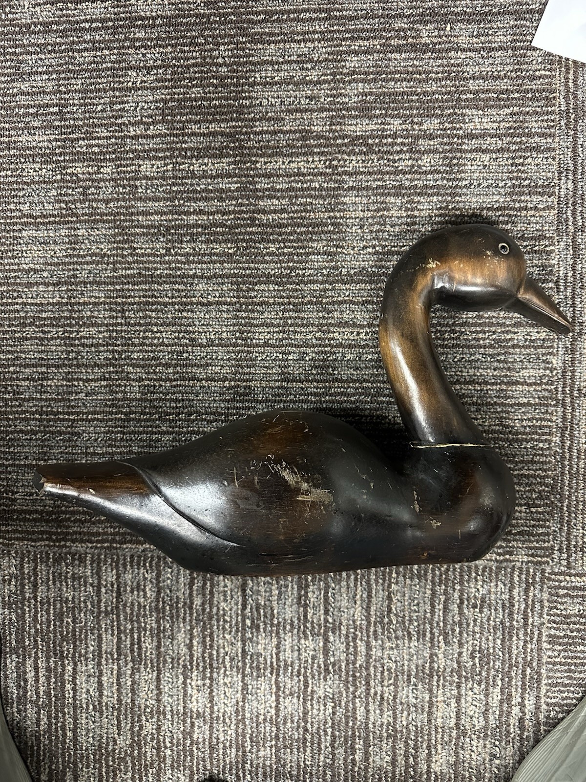 Vintage Made Carved Wooden Goose Figurine