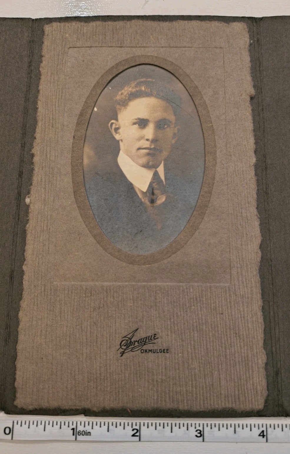 Vintage Studio Photo Young Man Suit Tie Okmulgee OK Oklahoma Sprague Studio...