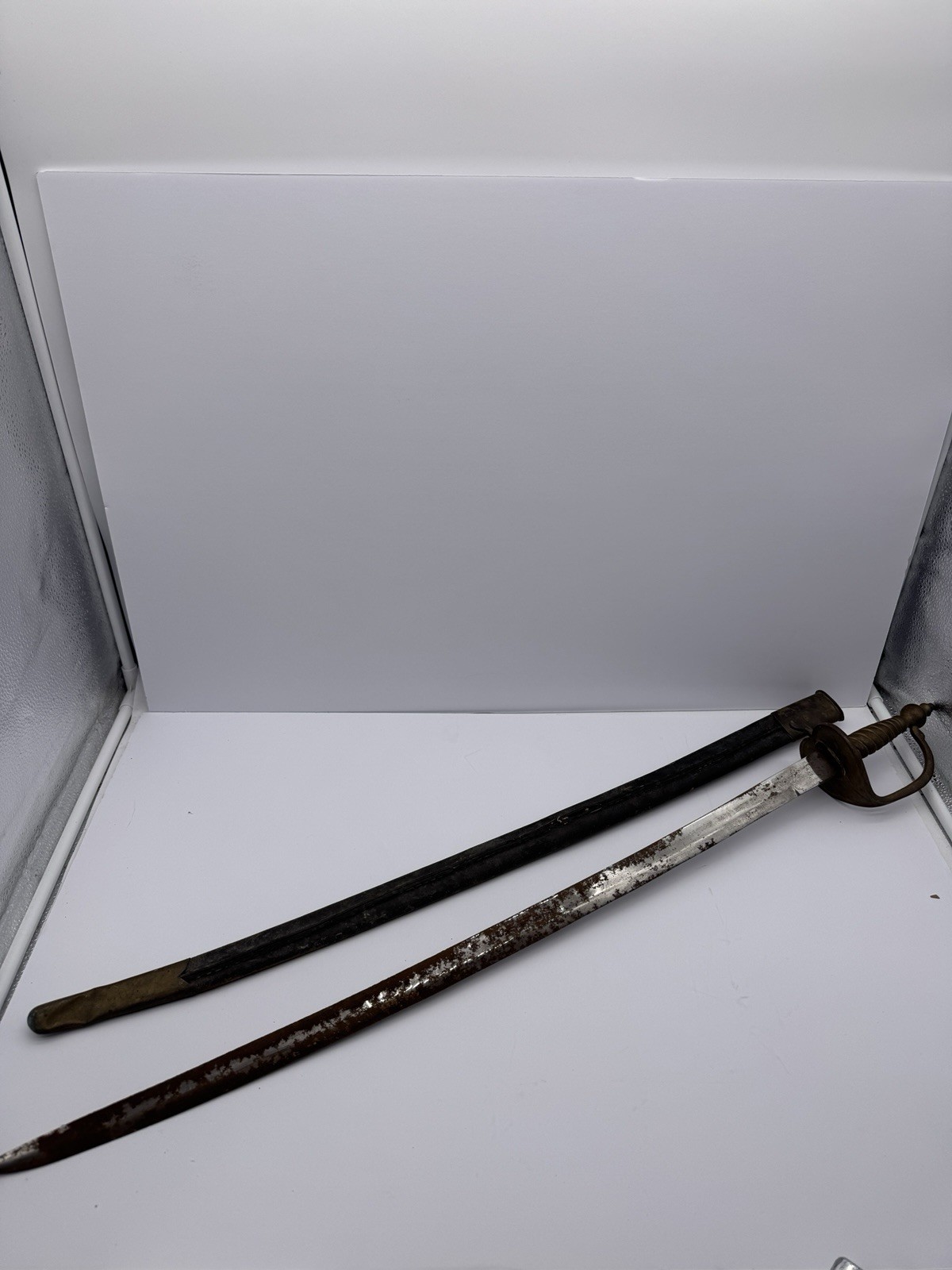 Antique Style British Infantry Hanger Sword Curved Blade Brass Hilt Scabbard