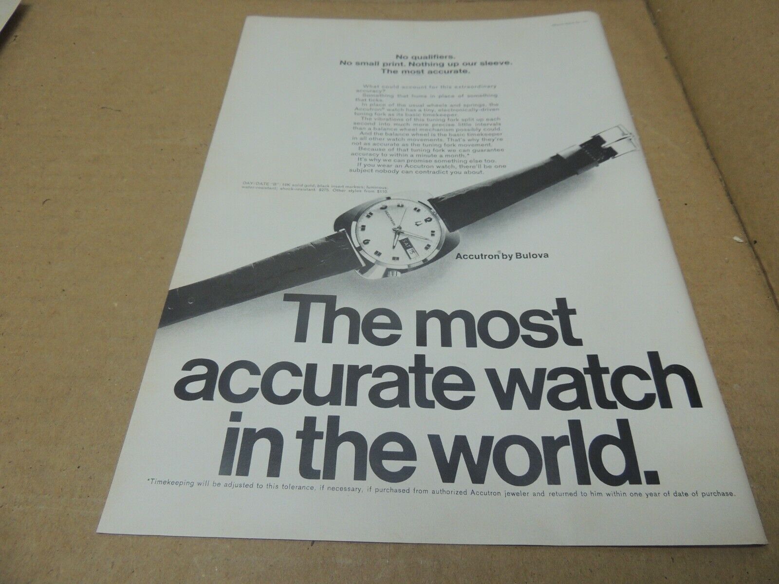 Accutron by Bulova Watch 1969 Original Print Ad The most accurate watch in world