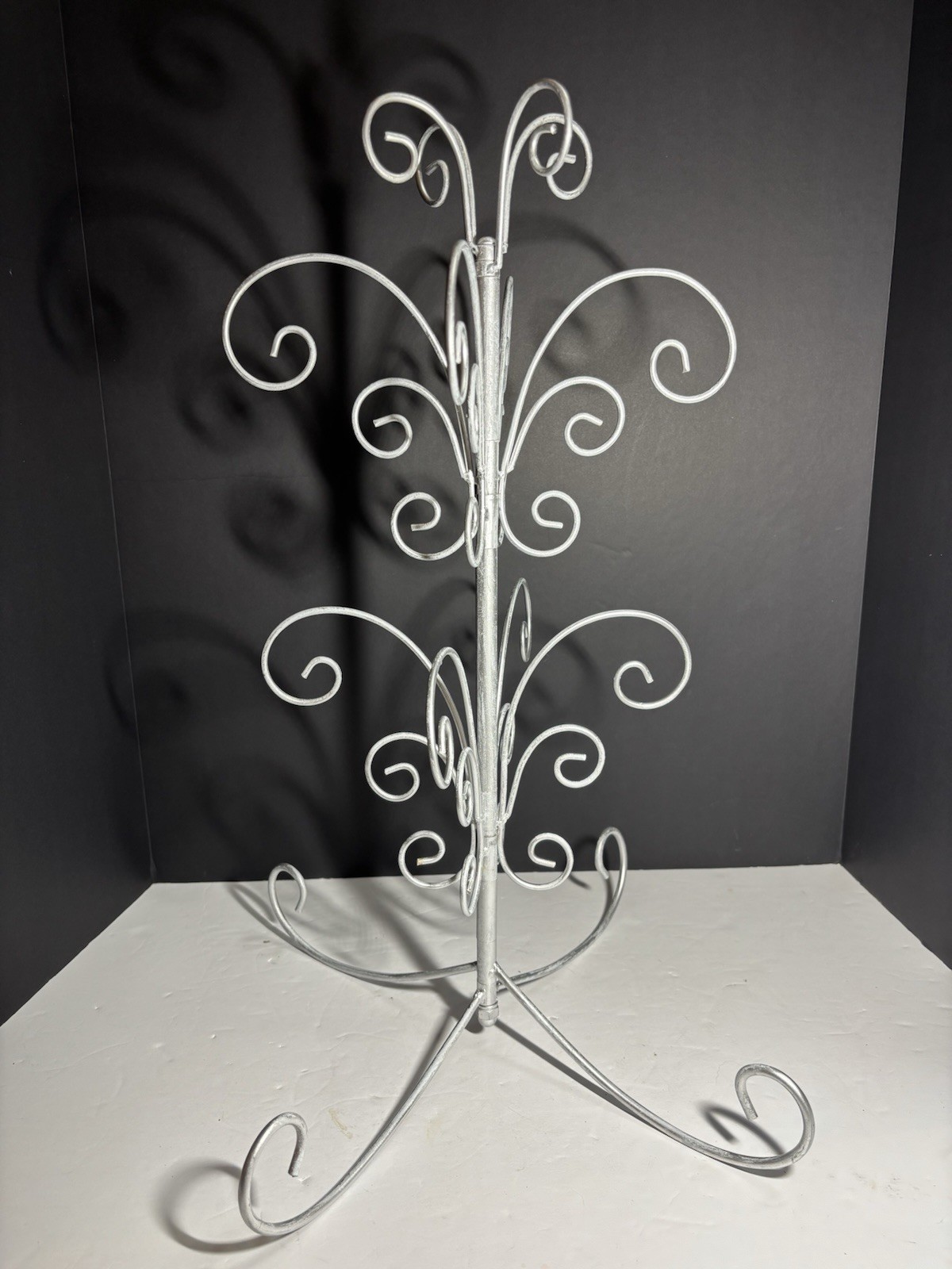 Pier One Arbre Ornament Tree Stand Silver 22” Display Swing Arms Table Top
