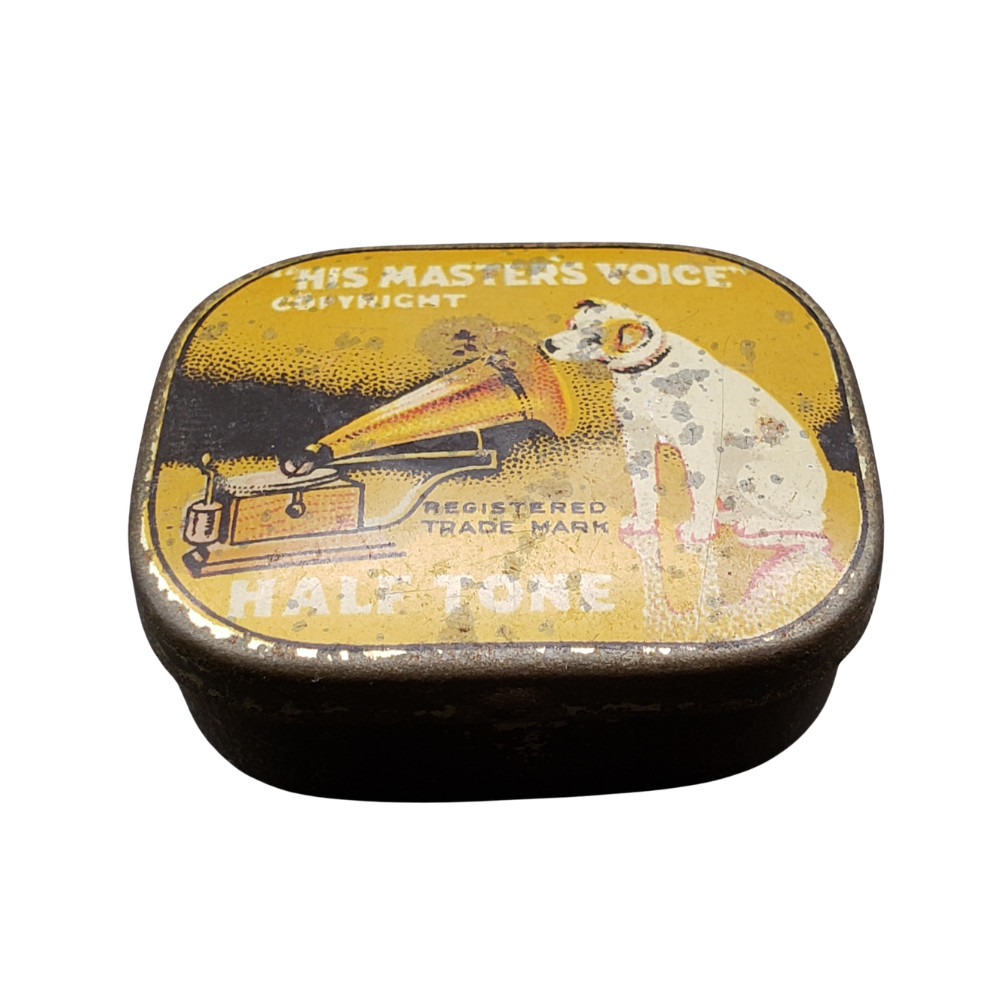 Vintage 1930s HMV His Master\'s Voice Gramophone Needles Tin Nipper Dog Half Tone