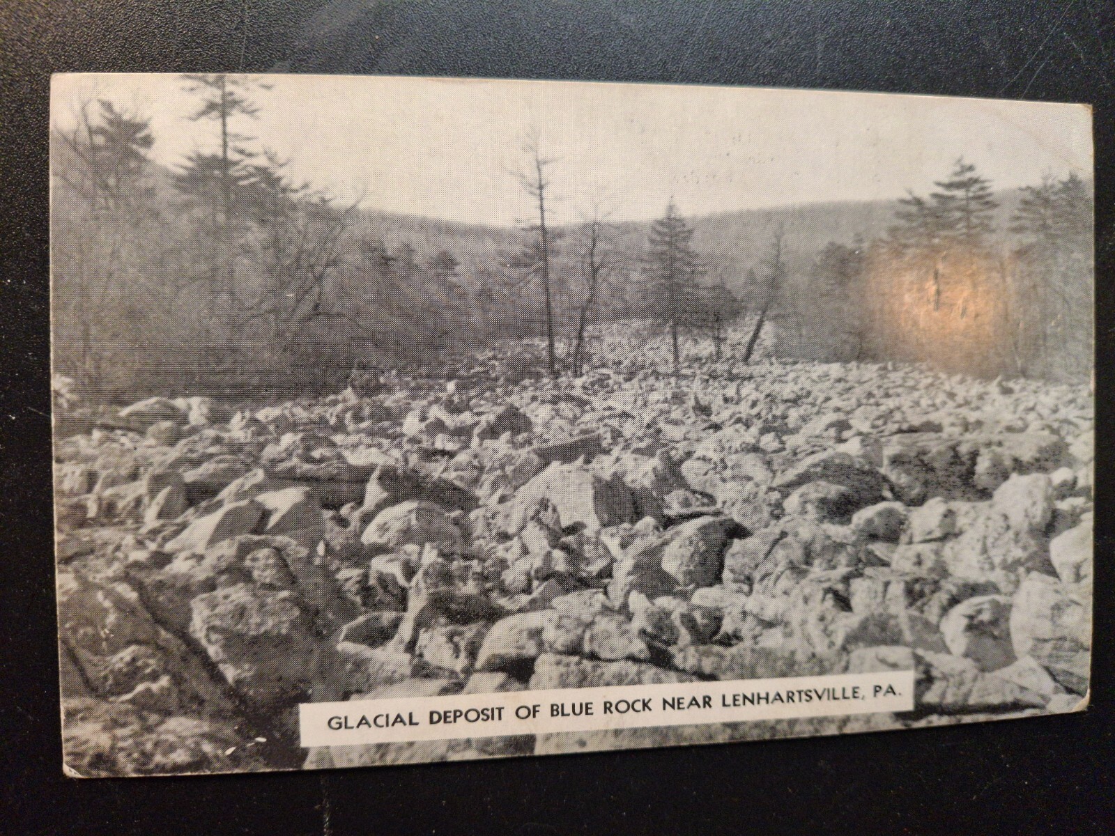 Glacial Deposit of Blue Rock Near Len hartsville Lenhartsvile PA Postcard C1915