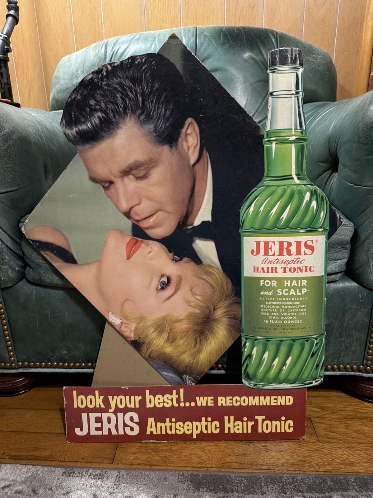 Scarce Original Jeris Hair Tonic Barber Advertising Sign