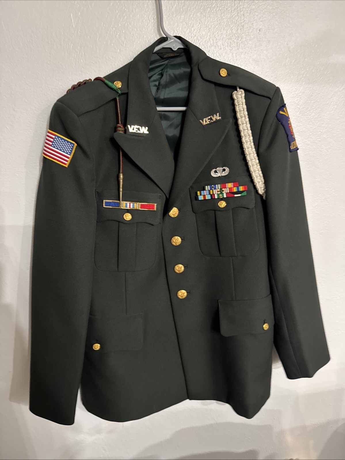 vintage U.S. Army Green Service Uniform coat VFW Size Medium
