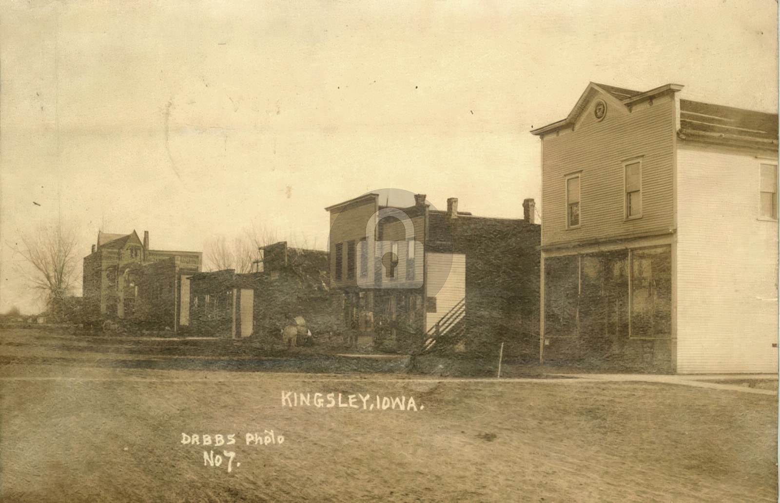 1908 Kingsley Plymouth Iowa Street View Restaura RPPC Photo Postcard COPY