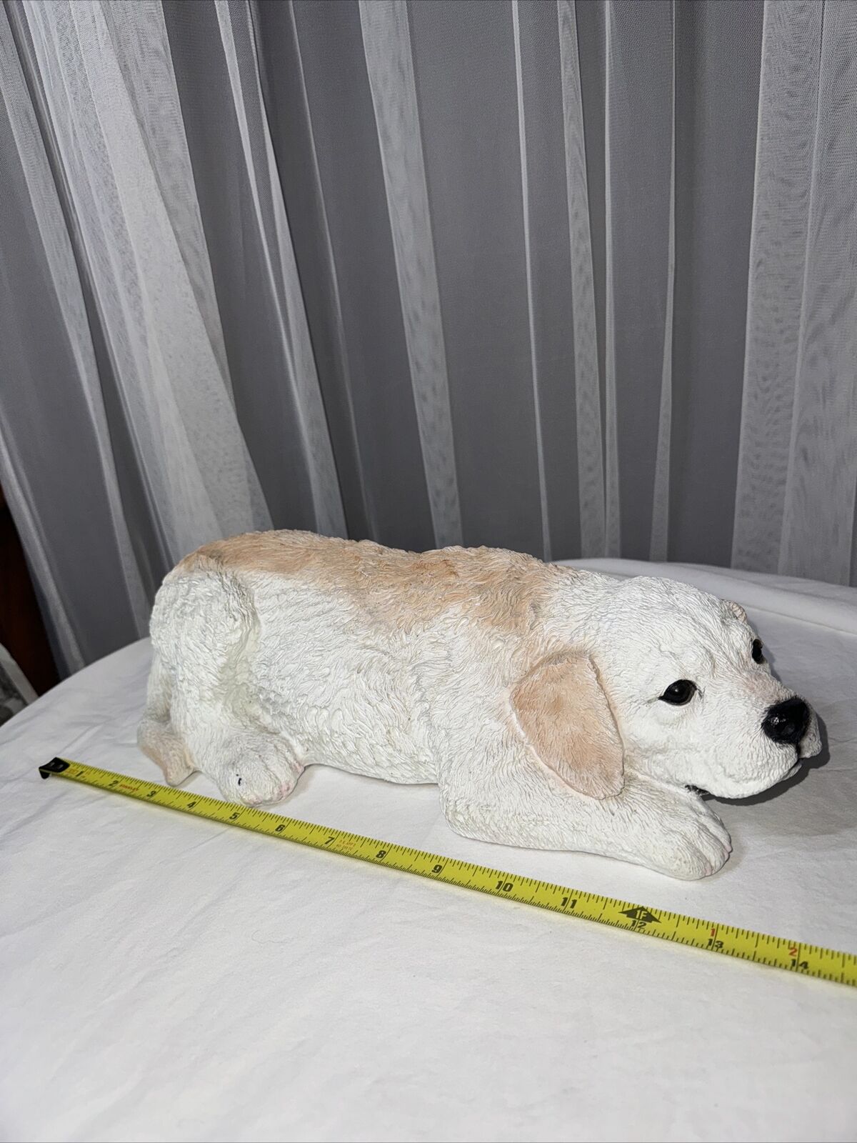 Large CASTAGNA Golden Retriever Puppy White Tan 14” Garden Mantle Doorstop