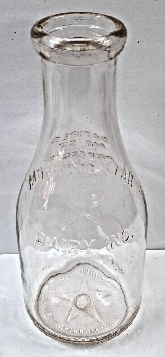 Vintage glass milk bottle MORNING STAR DAIRY one quart size