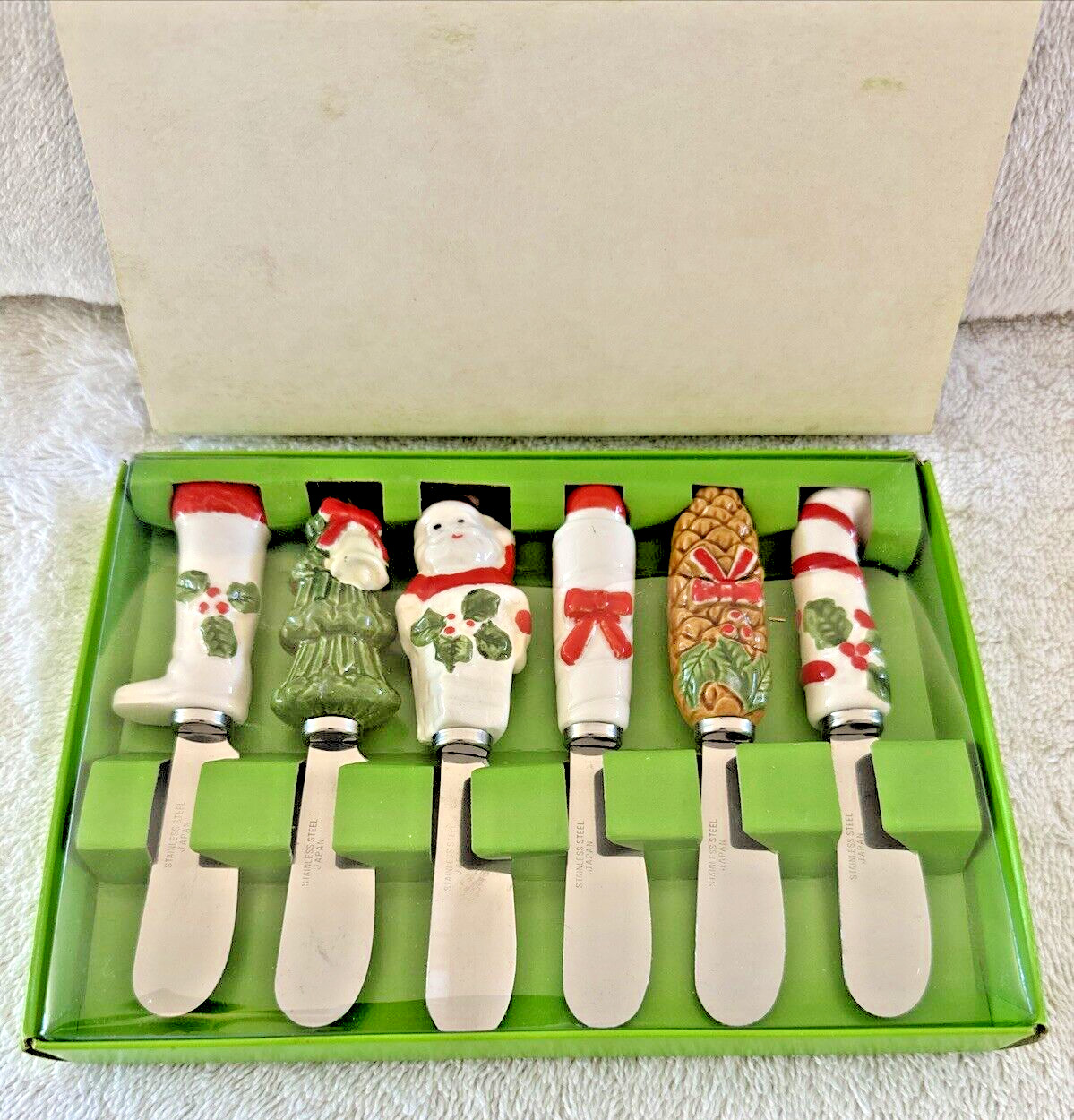 Charcuterie / Butter Knives Christmas All The Trimmings Set of 6 VTG Macy\'s 1986