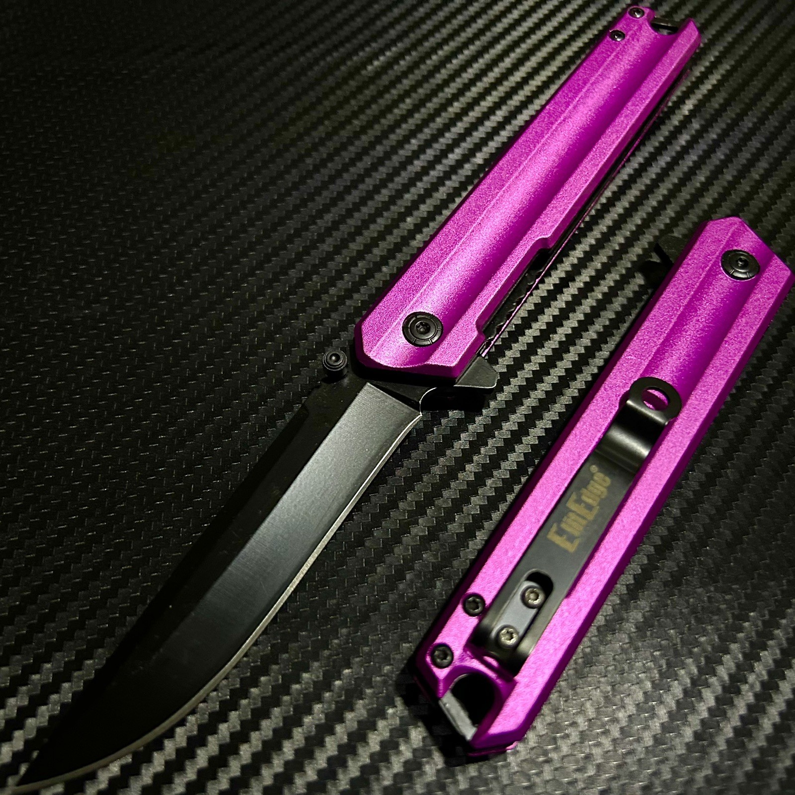 9” Pink Tactical Spring Assisted Folding Pocket Knife Metal Handle Mini Katana